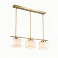 Suspension en métal doré avec trois abat-jours en verre blanc 30 x 10 x 20cm
