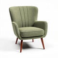 Fauteuil en tissu vert avec pieds en bois de 85 x 80 x 90cm