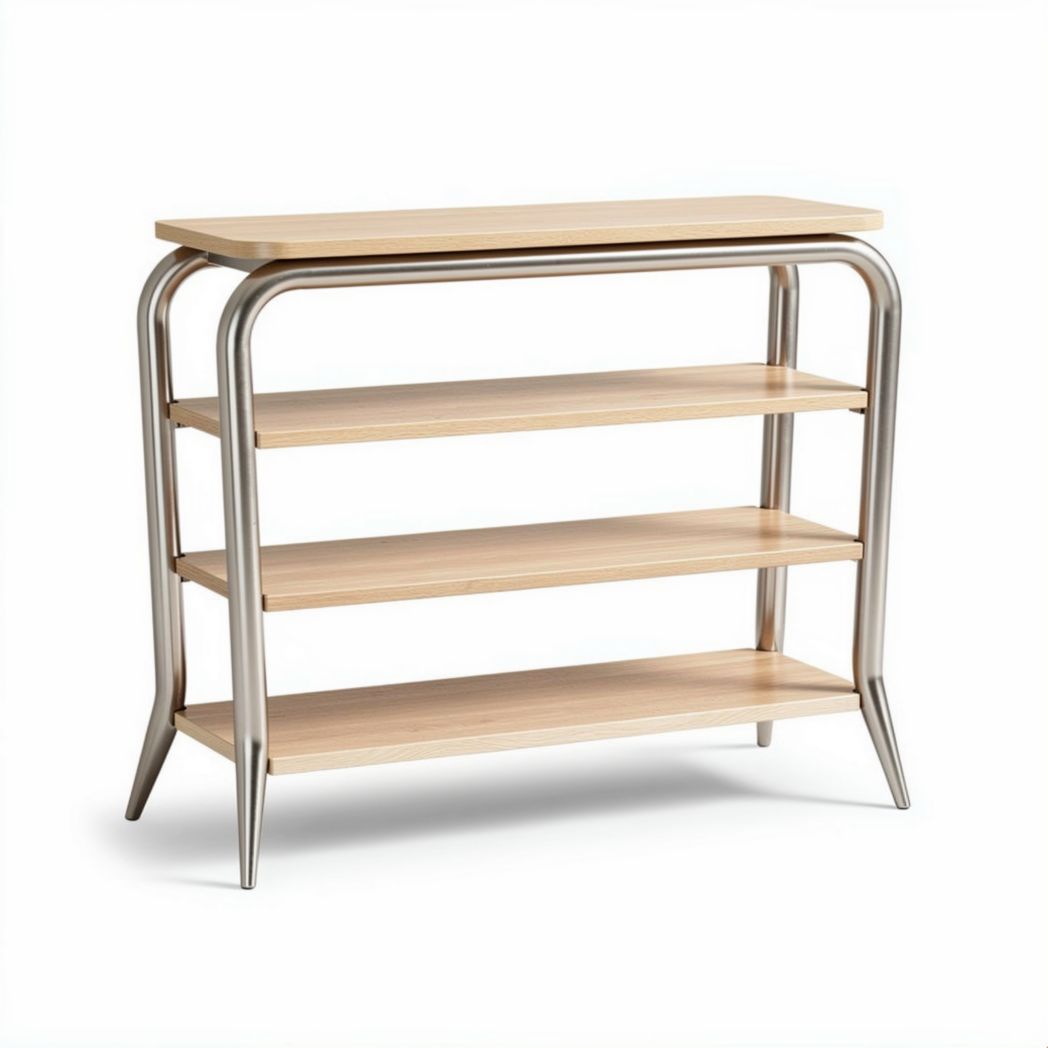 Meuble de rangement en bois et métal 120 x 30 x 80cm avec étagères ouvertes