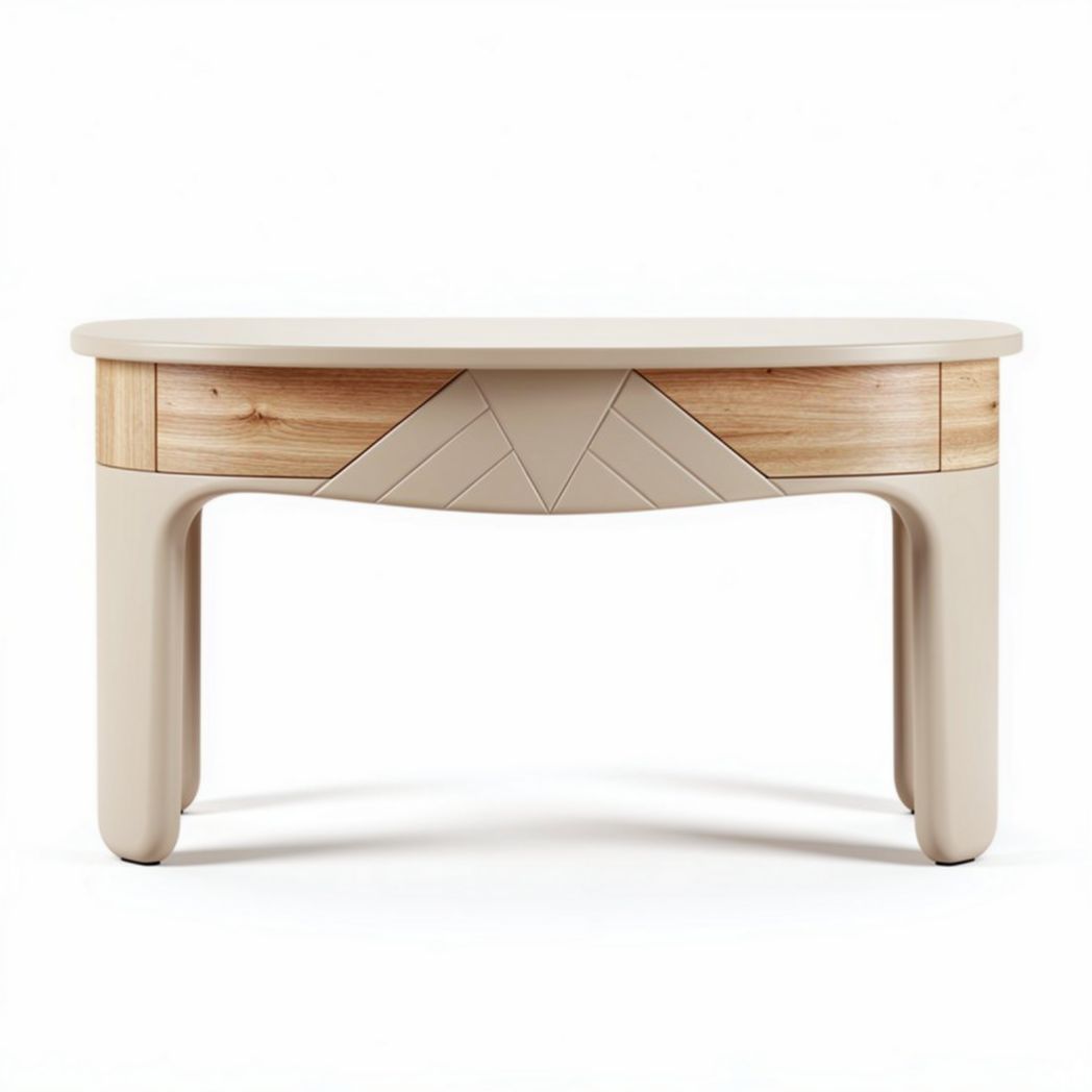 Table basse en bois et matériau composite 80 x 40 x 75cm couleur beige