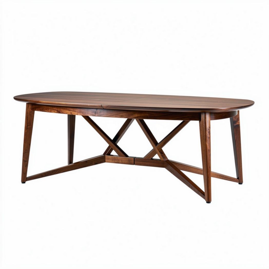 Table en bois marron rectangulaire avec pieds en croix 200 x 100 x 75cm