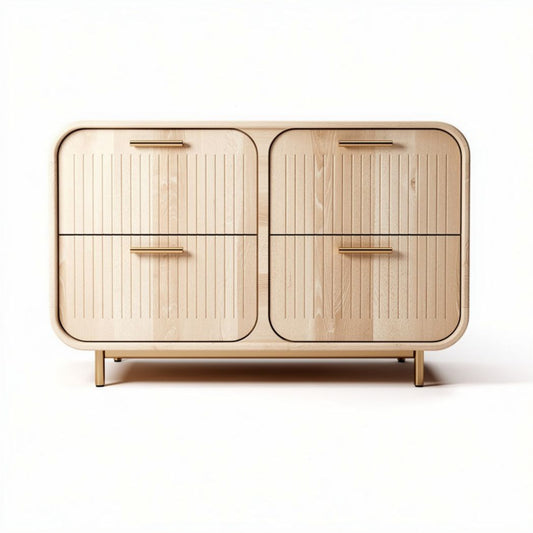 Meuble de rangement en bois clair avec 4 tiroirs dimensions 120 x 60 x 75cm