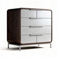 Commode moderne en bois foncé et façades blanches 80 x 45 x 90cm