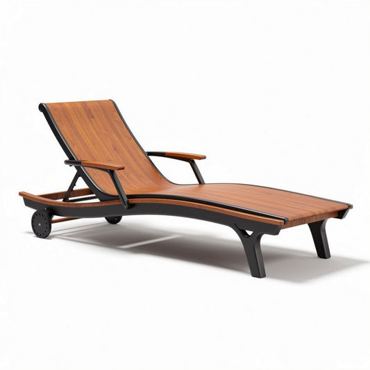 Chaise longue en bois et métal pour extérieur 200 x 70 x 30cm adjustable