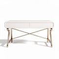 Bureau moderne en bois blanc avec tiroir et pieds en métal doré 120 x 60 x 75cm