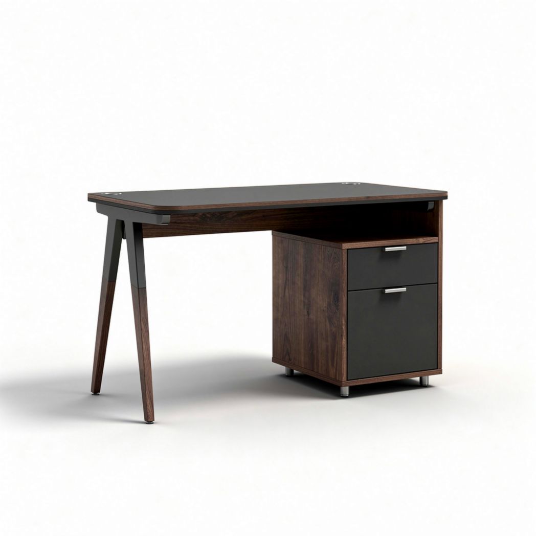 Bureau en bois foncé avec tiroir de rangement 120 x 60 x 75cm