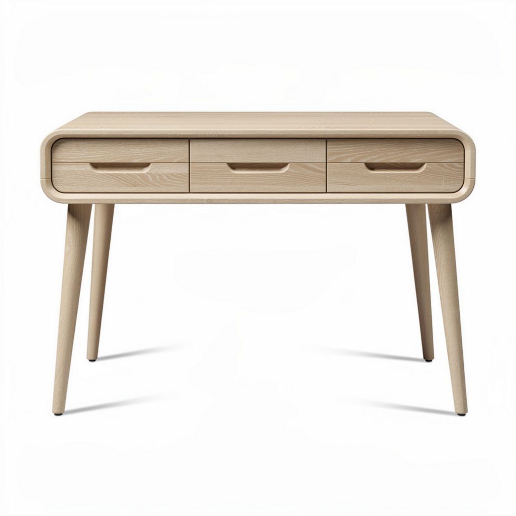 Bureau en bois clair avec trois tiroirs dimensions 100 x 50 x 75cm
