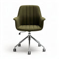 Chaise de bureau en tissu vert olive avec roulettes et piétement en métal 60 x 60 x 90cm