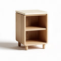 Table de chevet en bois naturel avec plateau en pierre et dimensions 30 x 30 x 50cm