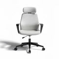 Chaise de bureau ergonomique en tissu gris avec dossier ajustable et accoudoirs