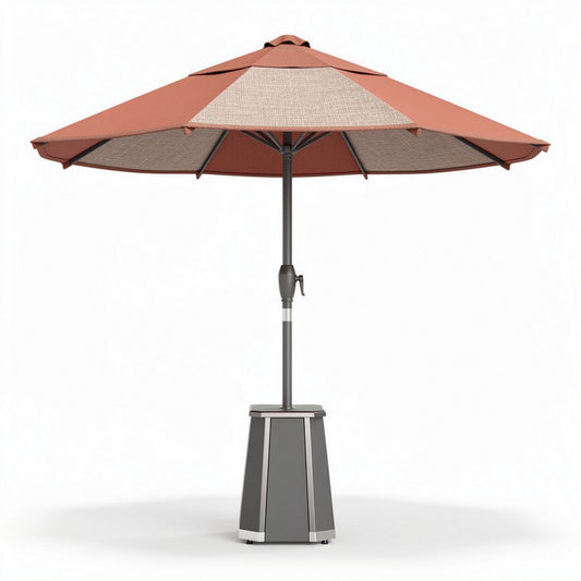 Parasol de jardin en aluminium 270 x 270 x 250cm couleur terracotta avec base en béton
